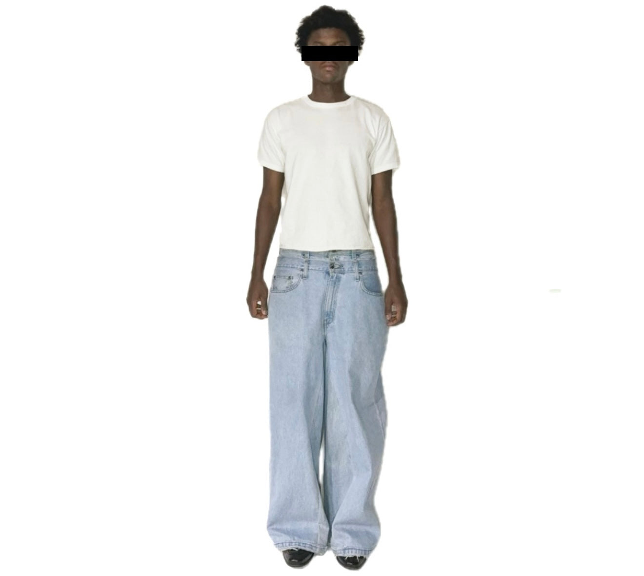 Double Waisted Baggy Jeans (Light Blue)