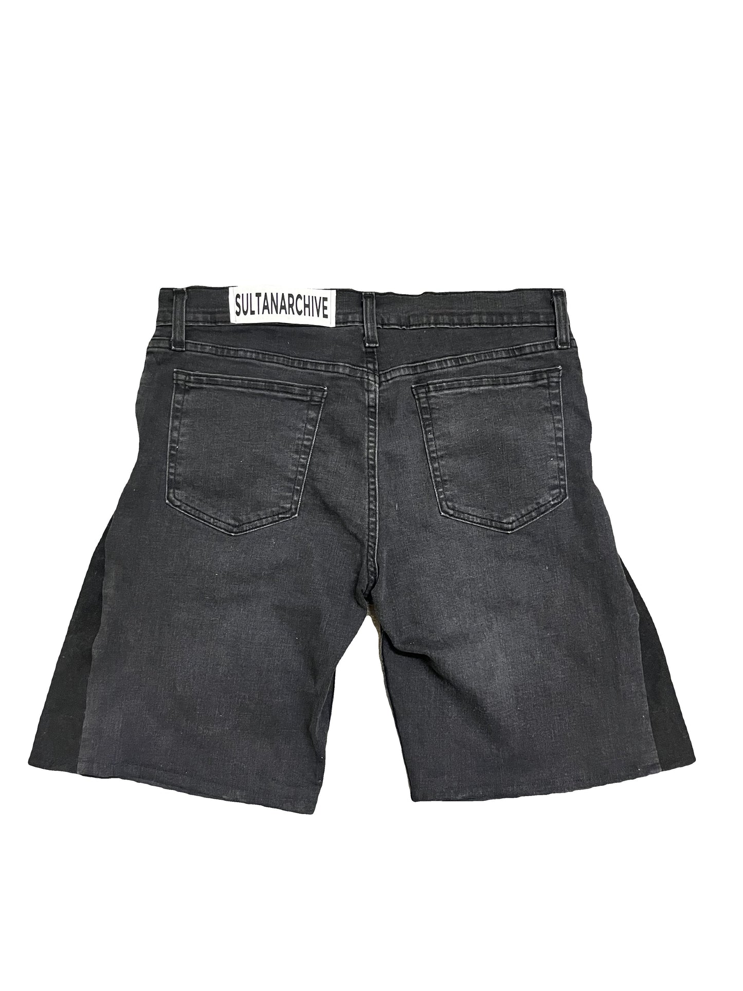 Baggy Denim Jorts (Dark Black)