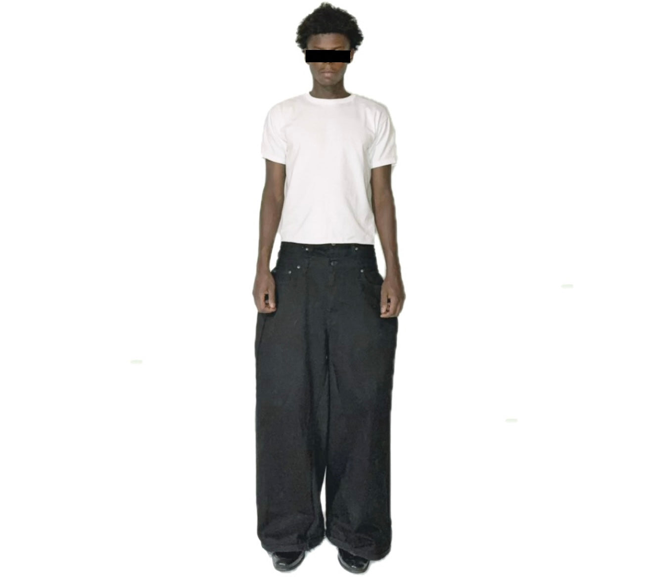 Double Waisted Baggy Jeans (Dark Black)