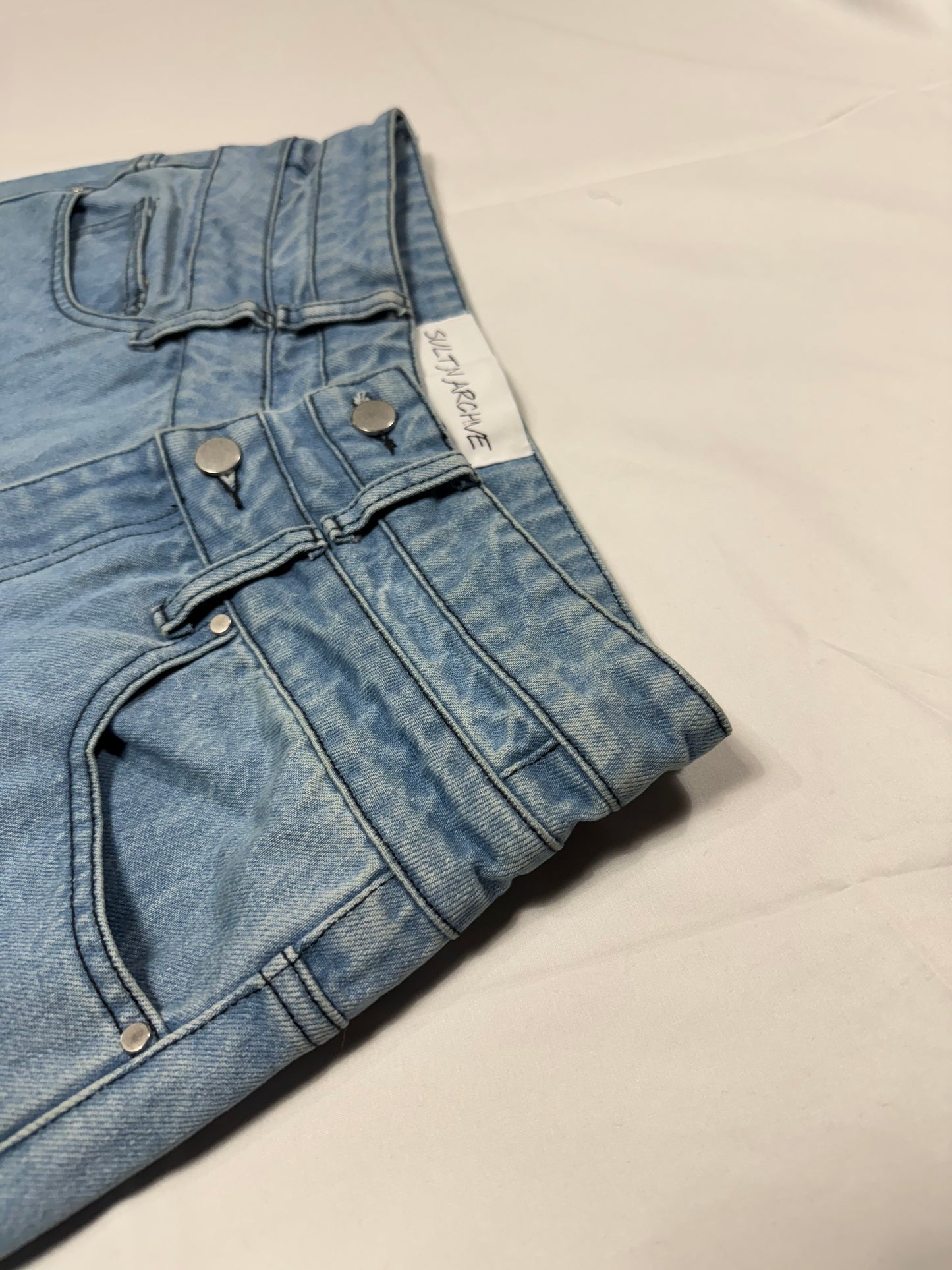 Double Waisted Baggy Jeans (Light Blue)