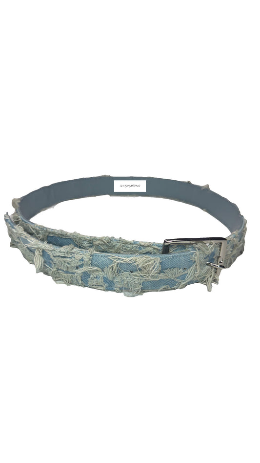 Distressed Denim Belt (Light Blue)