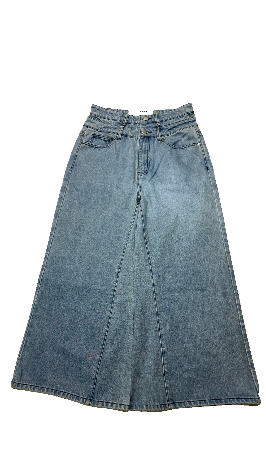 Double Waisted Baggy Denim (Light Blue)