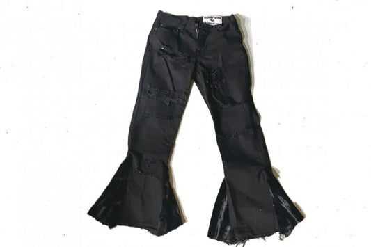 Flared Distressed Denim (Black)