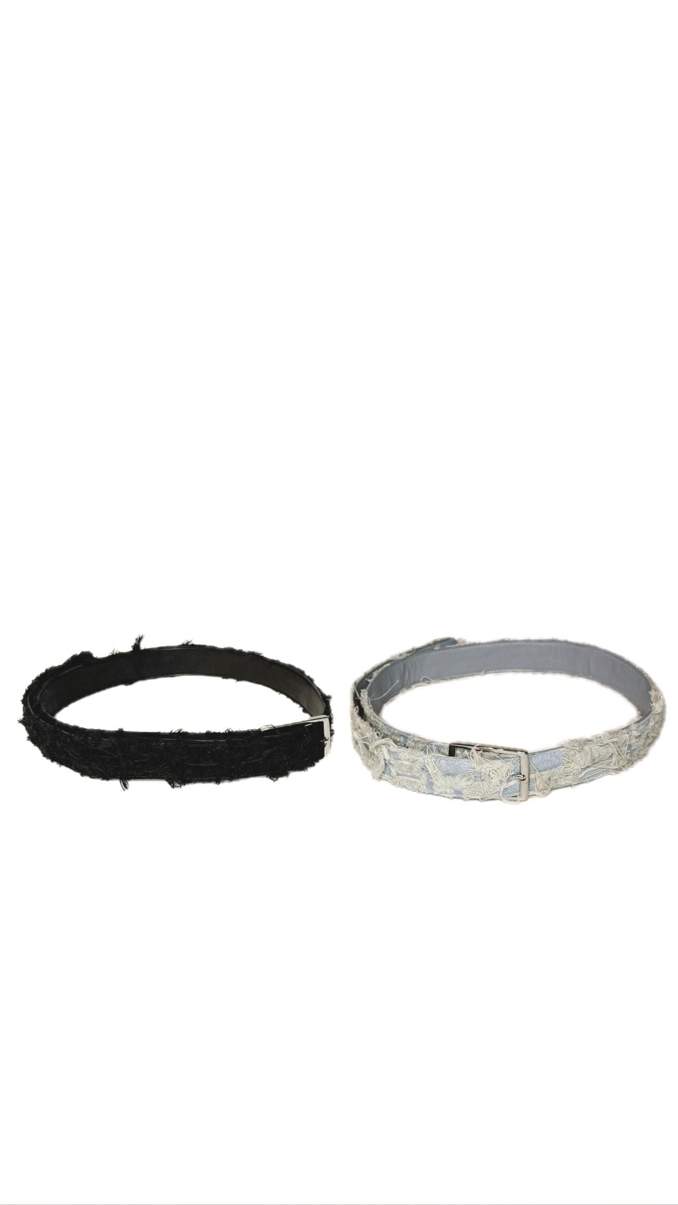 (BUNDLE) Distressed Denim Belt Light Blue & Dark Black